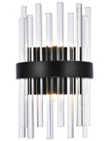 Elegant Lighting 3000W8BK Dallas Modern Crystal Black Wall Sconce Lighting