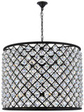 Elegant Lighting 1206D35MB/RC Madison Contemporary Crystal Matte Black 35.5" Drum Pendant Hanging Light