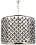 Elegant Lighting 1206D35PN-SS/RC Madison Modern Crystal Polished Nickel 35.5" Drum Lighting Pendant