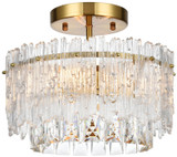 Elegant Lighting 1780F12SG Emilia Modern Crystal Satin Gold 12" Ceiling Light