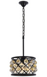 Elegant Lighting 1214D12MB-GT/RC Madison Contemporary Crystal Matte Black 12" Drum Hanging Lamp