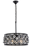 Elegant Lighting 1214D20MB-SS/RC Madison Modern Crystal Matte Black 20" Drum Pendant Lighting