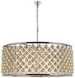 Elegant Lighting 1214G43PN-GT/RC Madison Contemporary Crystal Polished Nickel 43.5" Drum Ceiling Light Pendant
