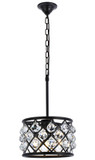Elegant Lighting 1214D12MB/RC Madison Modern Crystal Matte Black 12" Drum Drop Ceiling Lighting