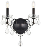 Elegant Lighting V2015W2DB/RC St. Francis Crystal Traditional Dark Bronze Wall Mounted Lamp