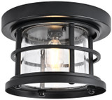 Elegant Lighting OD614F8BK Carla Nautical Black 8" Outdoor Flush Ceiling Light Fixture