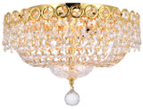 Elegant Lighting V1900F14G/RC Century Crystal Gold Flush Mount Ceiling Light Fixture