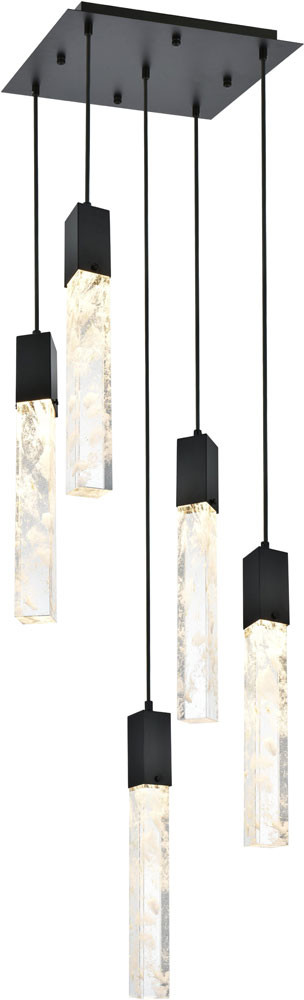 Elegant 2088D32BK Aurora Black and Clear LED Multi Hanging Light ...