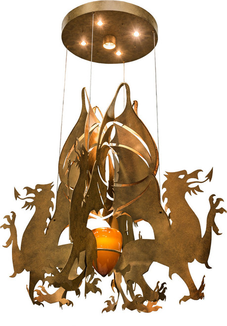 2nd Ave. 142893 Dragos Traditional Sahara Gold Dabbed Gold Pendant Light Fixture