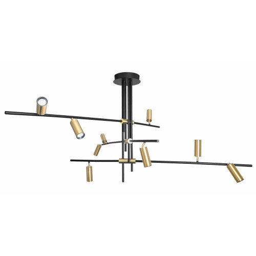 Abra 10051PN-MB-GLD Spartan Contemporary Matte Black / Gold LED Chandelier Light