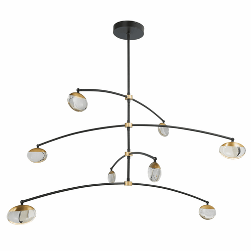 Abra 10068PN-MB-BB Athena Modern Matte Black / Brushed Brass LED Chandelier Light