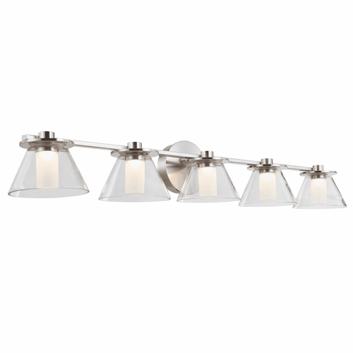 Abra 20129WV-BN Cone Modern Brushed Nickel LED 5-Light Bath Lighting Fixture