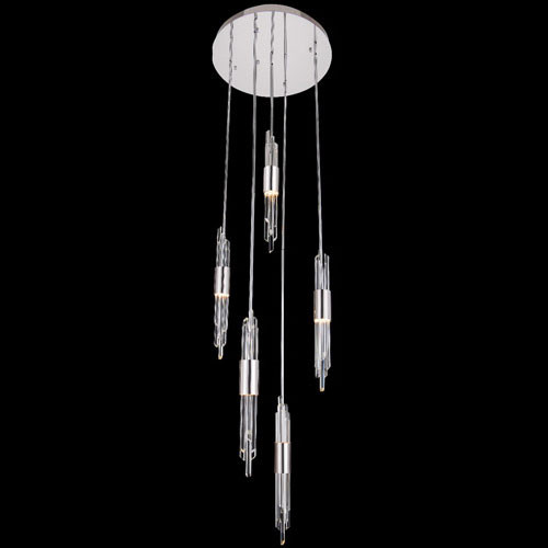 Allegri 037952-010-FR001 Lucca Crystal Polished Chrome LED Multi Pendant Hanging Light