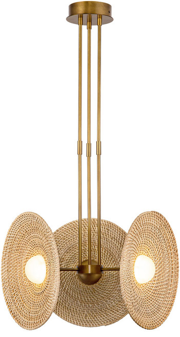 Alora PD350318VBWO Harbour Contemporary Vintage Brass / Woven Rattan LED Hanging Light