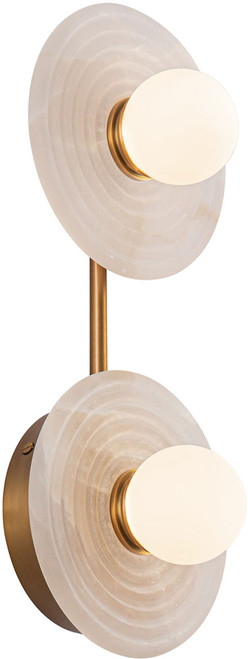 Alora WV346214VBAR Dahlia Contemporary Vintage Brass LED 2-Light Bath Light Fixture