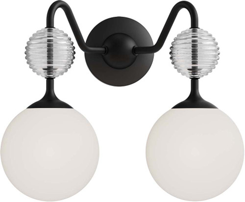 Alora Mood VL415315MBOP Celia Contemporary Matte Black 2-Light Bath Lighting Sconce