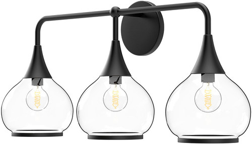 Alora Mood VL524326MBCL Hazel Modern Matte Black 3-Light Bathroom Vanity Light Fixture