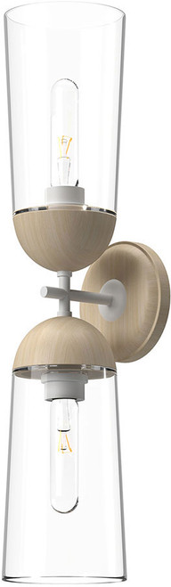 Alora Mood WV542226WHWK Emil Contemporary White and White Oak Wall Sconce Light