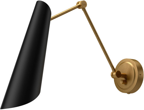 Alora Mood WV572325MBAG Gabriel Modern Aged Gold / Matte Black Wall Swing Arm Lamp