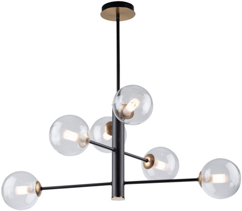 Artcraft AC11765VB Aurelia Modern Matte Black & Brass Halogen Chandelier Light