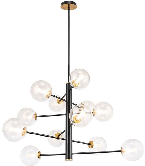 Artcraft AC11768VB Aurelia Modern Black and Brushed Brass Hanging Chandelier