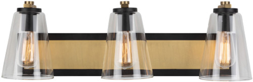 Artcraft AC11793BB Treviso Modern Black & Brass 3-Light Bath Lighting Fixture