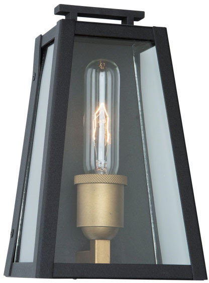 Artcraft AC8106BK Charlestown Black and Vintage Gold LED Exterior 9" Wall Light Sconce