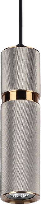 Avenue Lighting HF1072-LGB Cicada Modern Knurled Light Grey with Brass Accents LED Mini Hanging Lamp