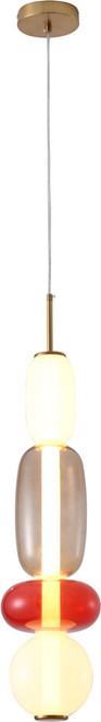Bethel International DLS33P26WGR Modern White, Grey, Red LED Mini Pendant Lamp