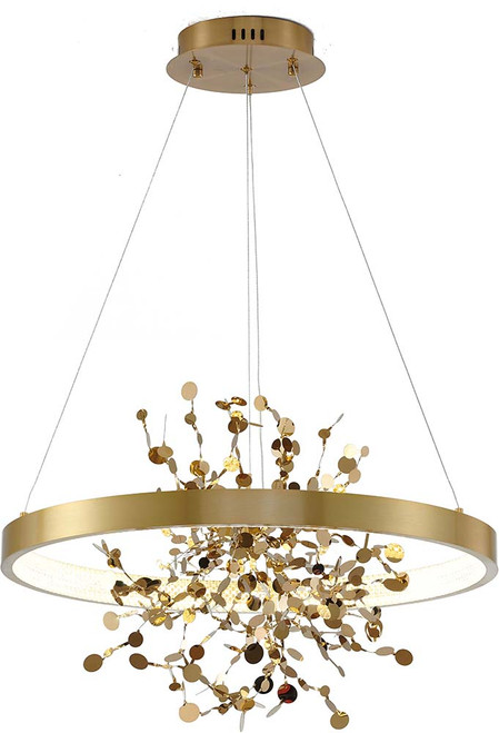 Bethel International GL351C24G-2 Contemporary Gold LED 24" Pendant Hanging Light