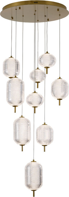 Bethel International GL454C24BR Contemporary Brass LED Multi Hanging Light