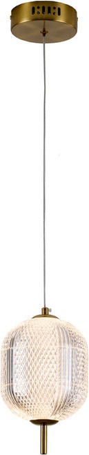 Bethel International GL456P7BR Modern Brass LED Mini Hanging Pendant Light