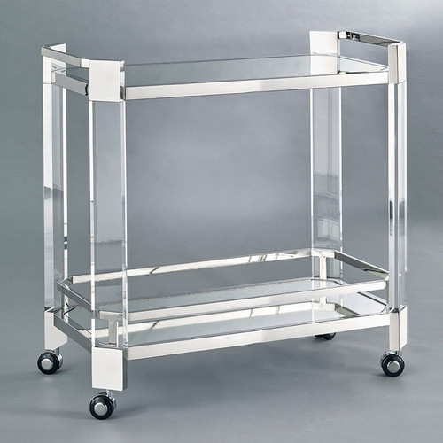 Bethel International JF02GK-PS Contemporary Polished Nickel Bar Cart