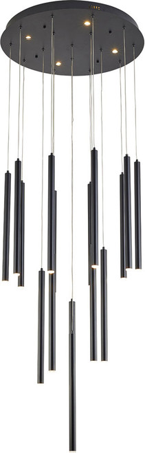 Bethel International TR17BLK10F Contemporary Black LED Multi Pendant Lighting