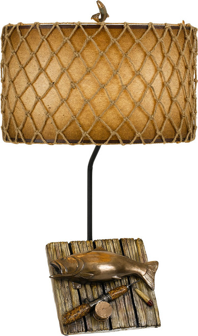 Cal BO-2664TB Fishing Trophy Rustic Cast Bronze Table Lighting