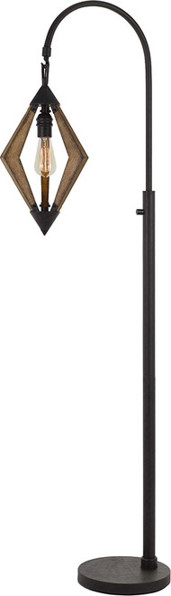 Cal BO-2856FL Valence Contemporary Black / Wood Floor Lamp