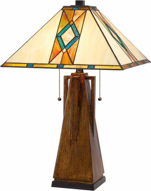 Cal BO-3011TB Tiffany Wood Table Lamp
