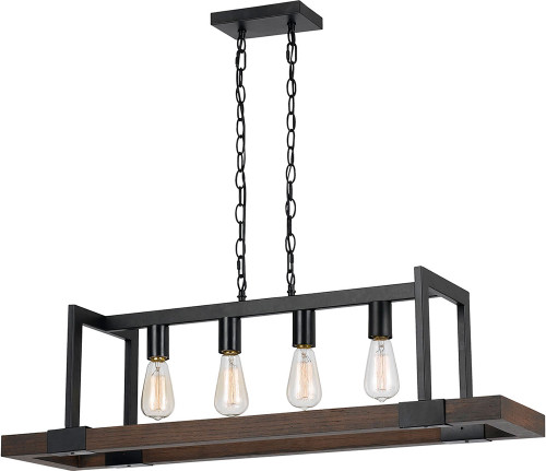 Cal FX-3586-4 Antonio Modern Wood/Dark Bronze Island Light Fixture