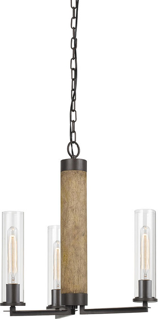 Cal FX-3665-3 Silverton Modern Dark Bronze / Wood Mini Ceiling Chandelier