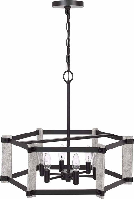 Cal FX-3767-6 Rutland Black Mini Chandelier Light
