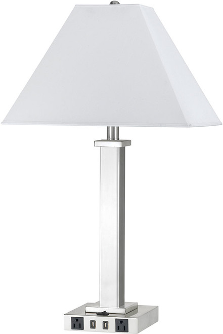 Cal LA-60003TB-9RBS Brushed Steel Table Lighting w/ USB and Power Outlets