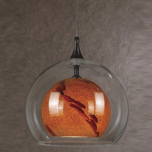Cal UP-1050-6-RU Uni-Pack Modern Rust Amber Swirl Halogen Mini Pendant Light