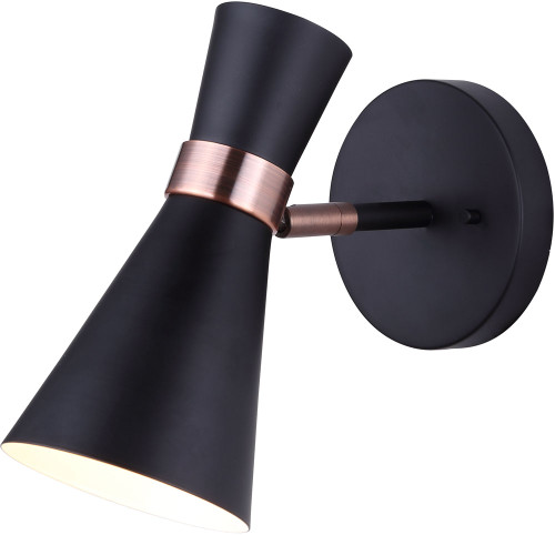 Canarm ICW668A01BKZ Griffith Contemporary Black Wall Lamp