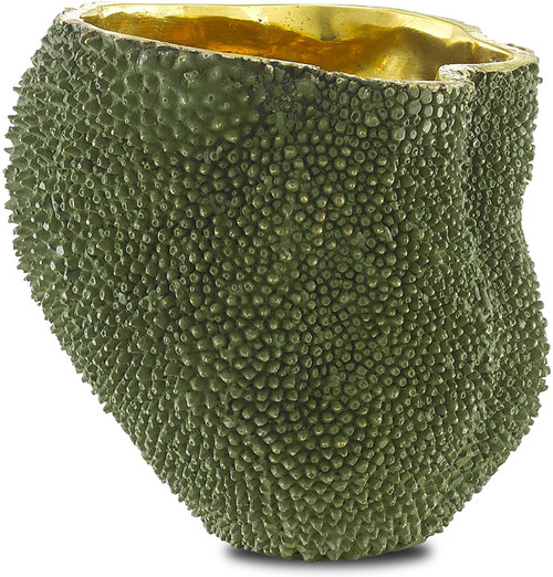Currey & Company 1200-0288 Jackfruit Contemporary Green and Gold 6" Vase