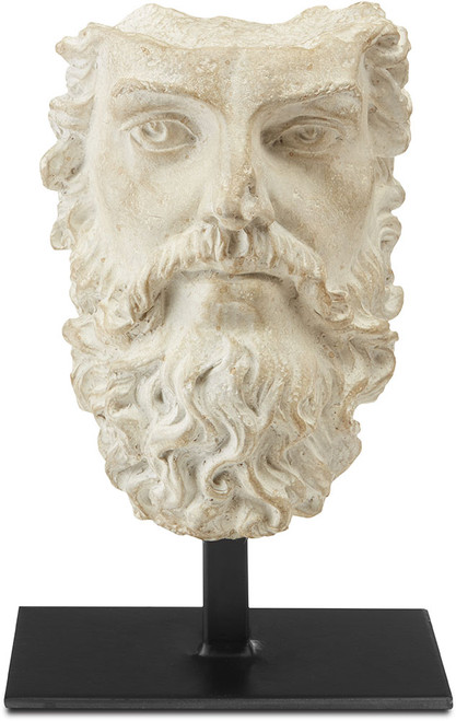 Currey & Company 1200-0444 Head of Zeus Modern Aged Beige and Black Sculpture