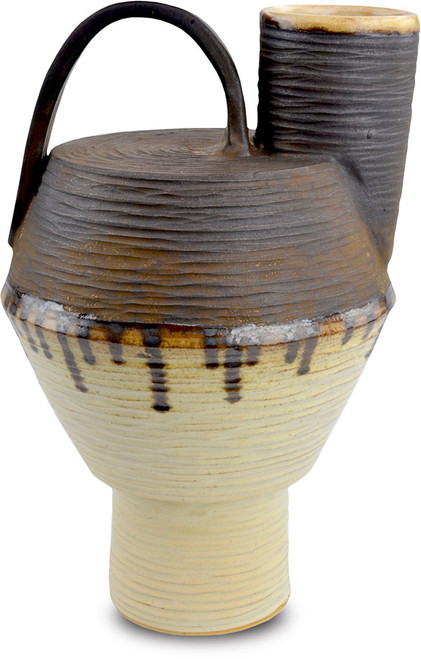 Currey & Company 1200-0530 Bernard Contemporary Ivory / Brown Medium Vase