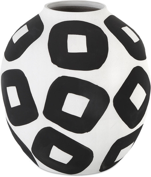 Currey & Company 1200-0603 Pagliacci Modern White / Black Vase