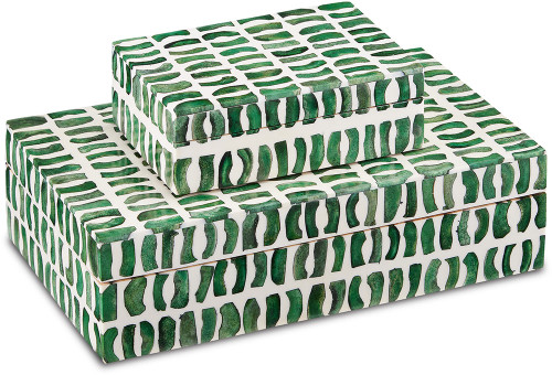 Currey & Company 1200-0585 Emerald Contemporary Green / White Box Set of 2