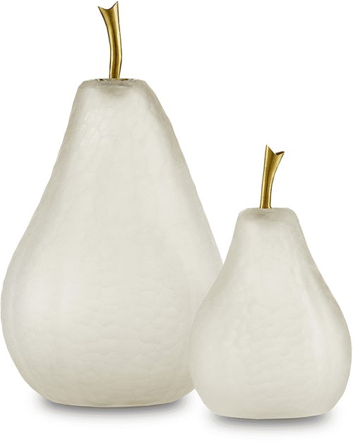 Currey & Company 1200-0641 Pear Modern Matte Frost / Brass Sculpture Set