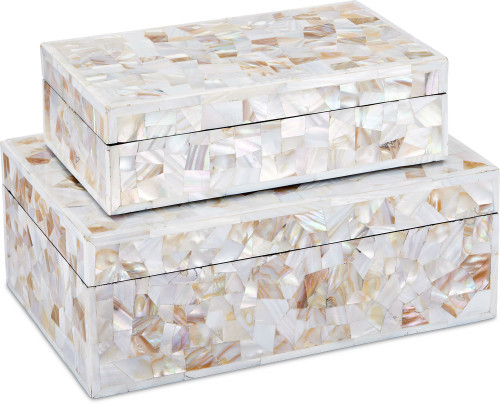 Currey & Company 1200-0770 Uma Contemporary Natural Mother of Pearl Box (set of 2)